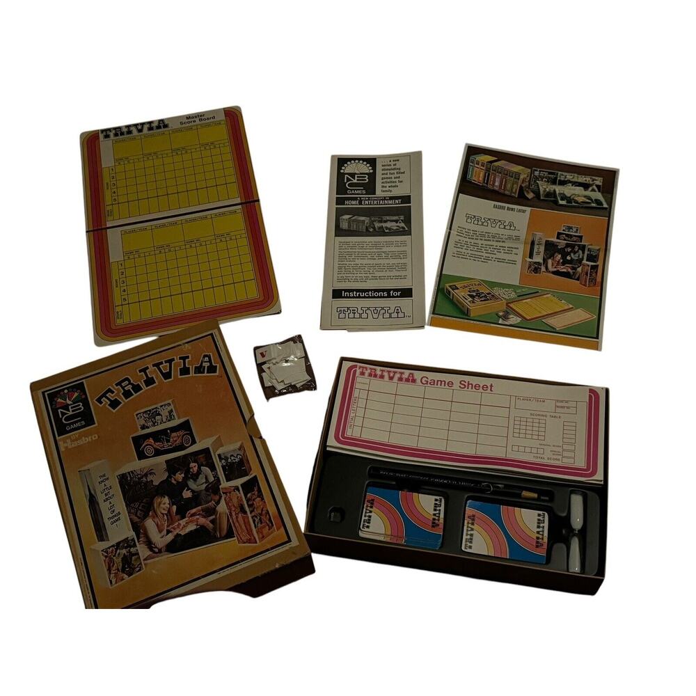 TRIVIA Board Game By Hasbro NBC Entertainment 1970 Bookshelf #4035 Vintage
